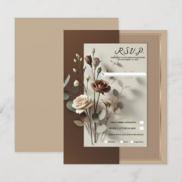 Mocha Café Au Lait Brun Neutral Blommig RSVP Inbjudningar