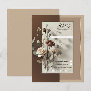 Mocha Café Au Lait Brun Neutral Blommig RSVP Inbjudningar