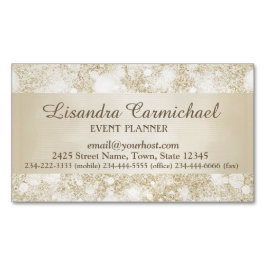 Mocha Cream Bokeh Magnetic Affärskort Magnetiska Visitkort
