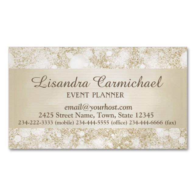 Mocha Cream Bokeh Magnetic Affärskort Magnetiska Visitkort (Framsida)