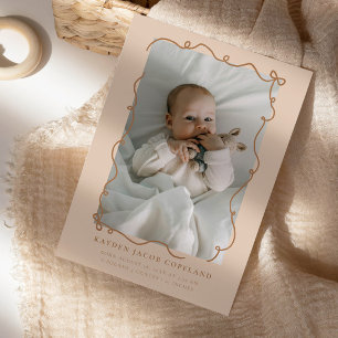 Mocha Doodle Bows Ram Birth Announcement Photo Meddelande