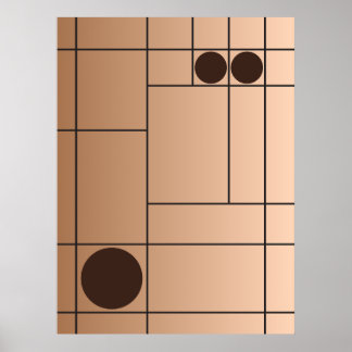 Mocha Drift nr 1 Brun Mid Century Geometrisk Konst Poster