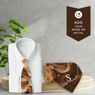 Mocha Espresso Rippled Namnteckning Necktie Monogr Slips