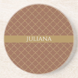 Mocha Gold Quatrefoil Personlig Underlägg