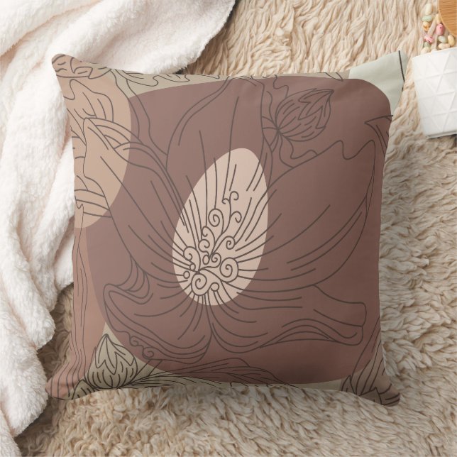 Mocha Hibiscus Botanical Harmony för set Kudde (Filt)