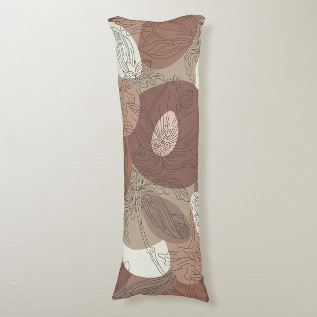 Mocha Hibiscus Botanical Harmony Kroppskudde (Framsidan Vertikal)