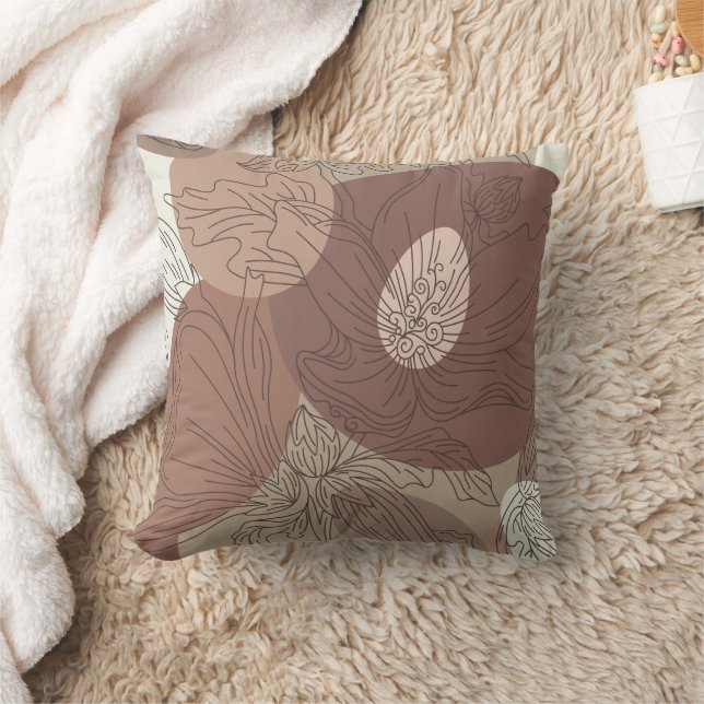 Mocha Hibiscus Botanical Harmony Kudde (Filt)