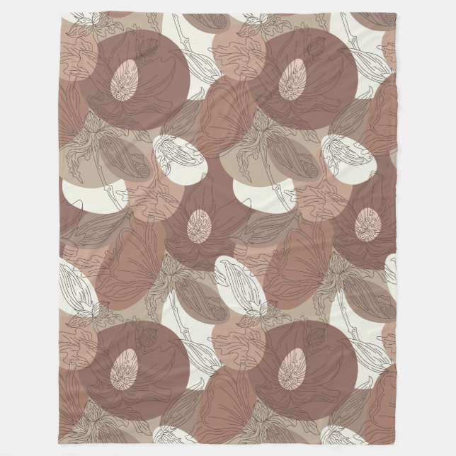 Mocha Hibiscus Botanical Harmony Large Fleecefilt (Framsidan)