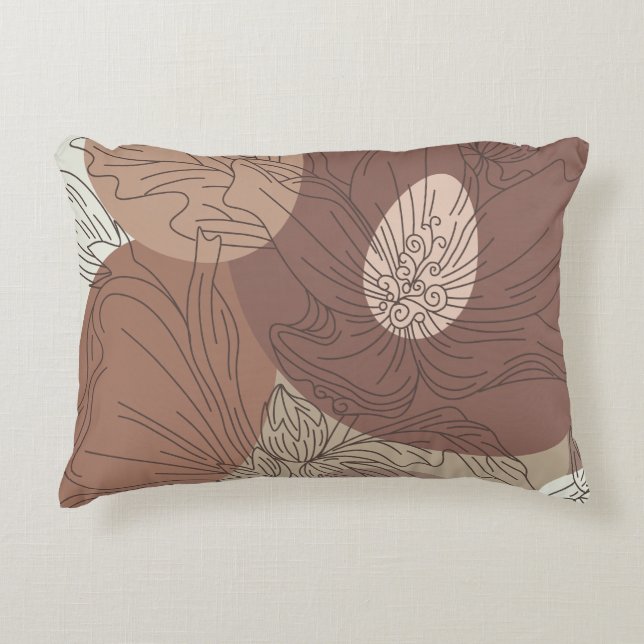 Mocha Hibiscus Botanical Harmony Prydnadskudde (Framsidan)