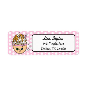 Mocha, Kaffe Älskare Kawaii Tecknad Returadress Etikett