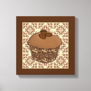 Mocha/kaffe Frosted Cuppie, Snöre Background Canvastryck