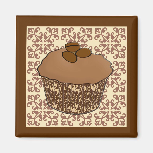 Mocha/kaffe Frosted Cuppie, Snöre Background Magnet (Framsidan)