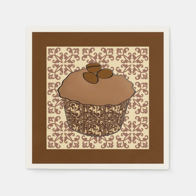 Mocha/kaffe Frosted Cuppie, Snöre Background Pappersservett (Framsidan)