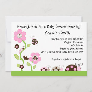 Mocha Ladybug Girl Baby Shower-inbjudan Inbjudningar