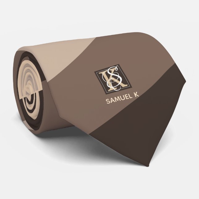 Mocha Latte Färg Palette Rand Monogram Slips (Rullad)