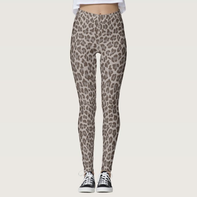 Mocha Leopard Skriv ut kvinnans baljor Leggings (Framsida)