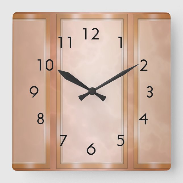 Mocha Marble Panels Fyrkantig Klocka (Framsida)