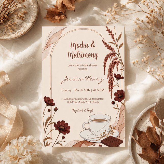 Mocha & Matrimony Chokladbrun Bröllopsdusch Inbjudningar (Skapare uppladdad)