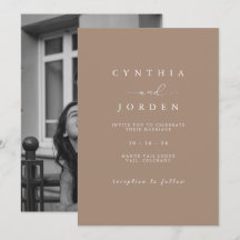 Mocha Modern Minimalistisk Skriftlig Foto Bröllop