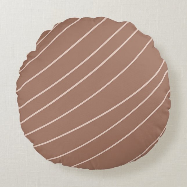 Mocha Mousse Abstrakt Hand-Drawn Doodle Curve Rund Kudde (Framsidan)