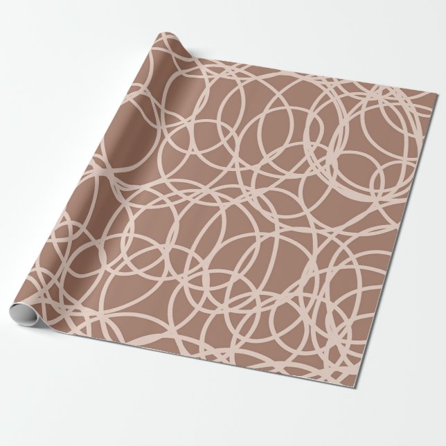 Mocha Mousse Abstrakt Hand-Drawn Doodles (2) Presentpapper (Utrullad)