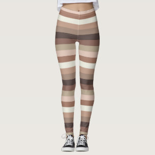 Mocha Mousse and Accents Vågrät Rand Mönster Leggings