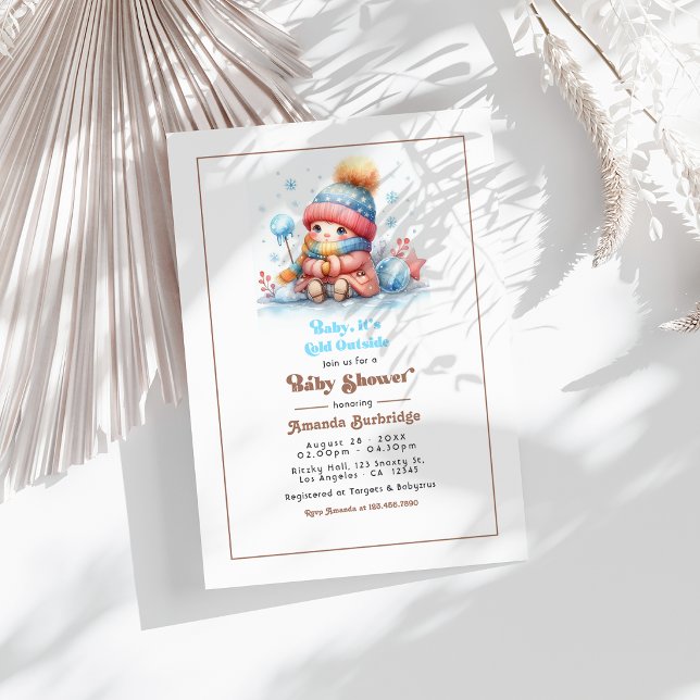 Mocha Mousse "Baby It's Cold Outside!" Bebis-fest Inbjudningar (Mocha Mousse "Baby It’s Cold Outside!" Baby Shower Invitation)