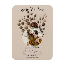 Mocha Mousse Beige Brun Blommig Spara Datum Magnet