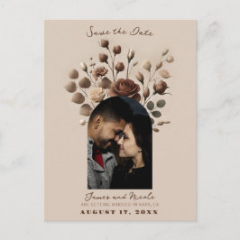 Mocha Mousse Beige Brun Blommig Spara Datum Meddelande Vykort