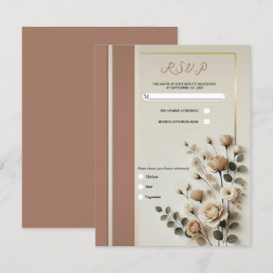 Mocha Mousse & Ben Vit Neutral Blommig RSVP Inbjudningar