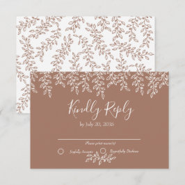 Mocha Mousse Boho Botanical Elegant bröllop OSA Kort