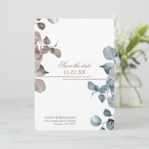 Mocha Mousse Botanical spara datumet Inbjudningar