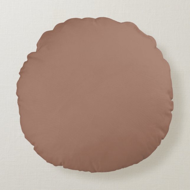 Mocha Mousse Brown Solid Färg Rund Kudde (Framsidan)