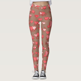 Mocha Mousse Coral Hearts Par Valentine Leggings