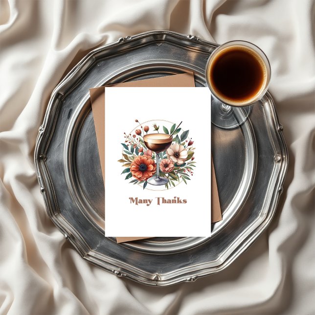 Mocha Mousse Espresso Martini Bröllopsfest för bru Tack Kort (Mocha Mousse Espresso Martini Bridal Shower Photo Thank You Card)