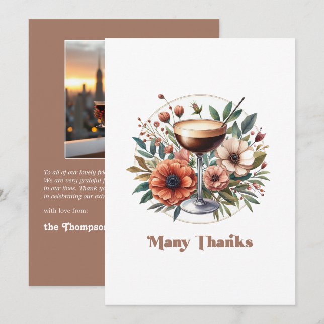 Mocha Mousse Espresso Martini Bröllopsgille Foto Tack Kort (Fram/baksida)