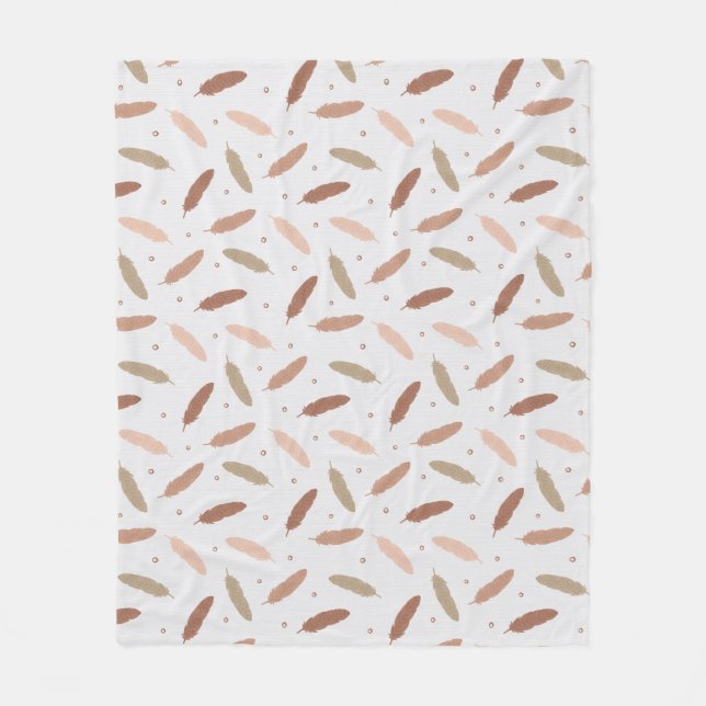 Mocha Mousse Feathers Fleece Blanket (Framsidan)
