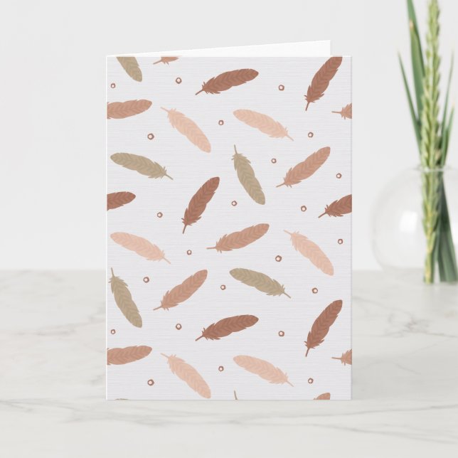 Mocha Mousse Feathers Greeting Card Kort (Framsida)