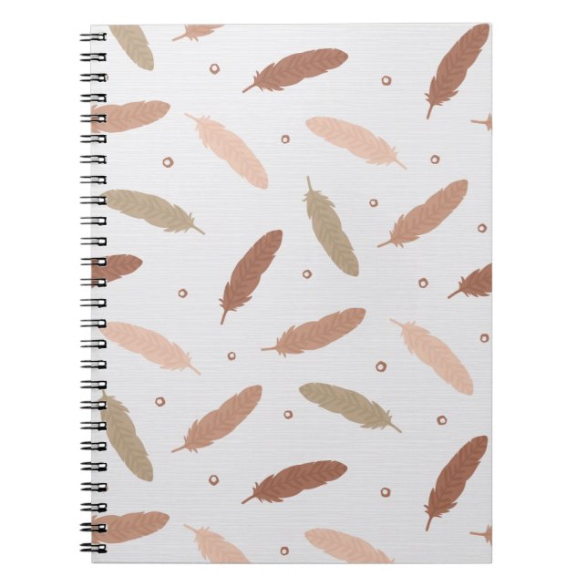 Mocha Mousse Feathers Spiral Notebook Anteckningsbok (Framsidan)