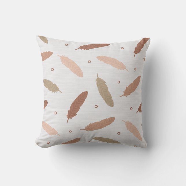 Mocha Mousse Feathers Throw Pillow Kudde (Framsida)