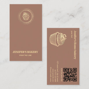 Mocha mousse guld cuptårta bakery QR-kod Visitkort