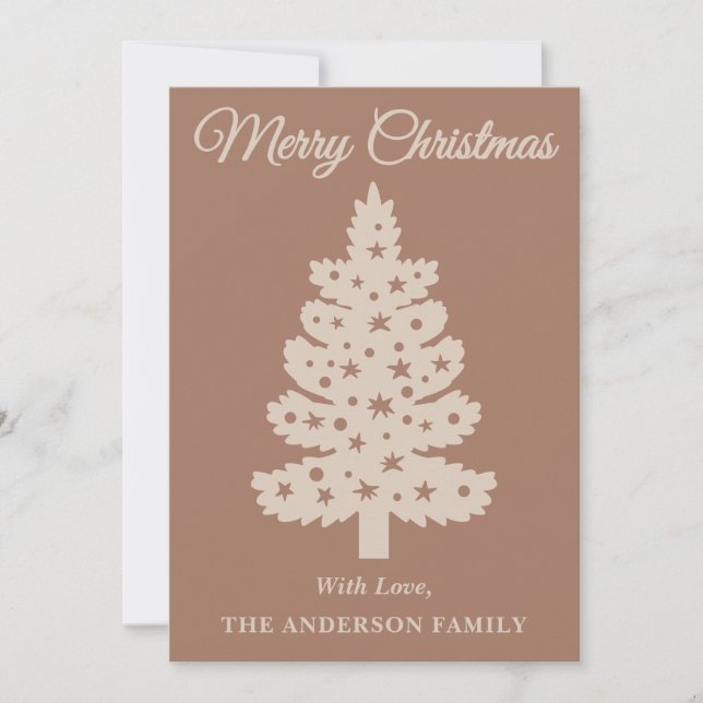 Mocha Mousse Handskriven Julgran Script Julkort (Framsida)