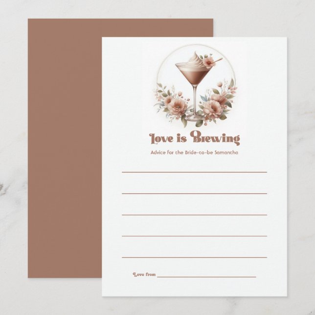 Mocha Mousse Love is Brewing Bridal Shower Rådkort (Fram/baksida)