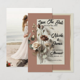 Mocha Mousse Moderna Botaniska Blommotiv Spara Dat Inbjudningar