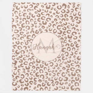 Mocha Mousse och Cream Tan Leopardmönster Fleecefilt