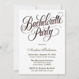 Mocha Mousse Paint Calligraphy Bachelorette Party Inbjudningar