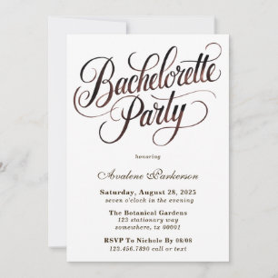Mocha Mousse Paint Calligraphy Bachelorette Party Inbjudningar