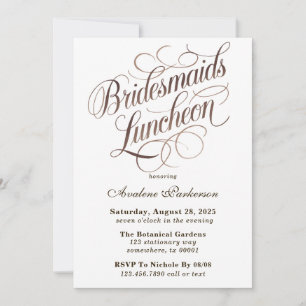 Mocha Mousse Paint Calligraphy Bridesmaids Lunch Inbjudningar
