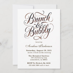 Mocha Mousse Paint Calligraphy Brunch & Bubly Inbjudningar