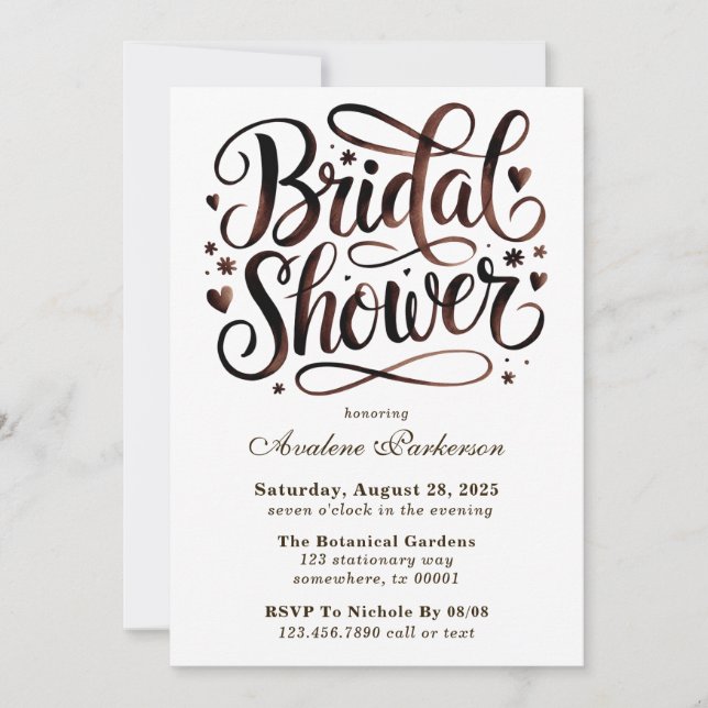 Mocha Mousse Paint Calligraphy Brunch & Bubly Inbjudningar (Framsida)